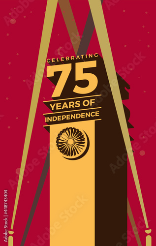 Celebrating the 75th year of India's Independence. Creative design for posters, banners, advertising, etc. Happy Independence Day. eps10. editable
