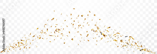 Gold confetti background, isolated on transparent background