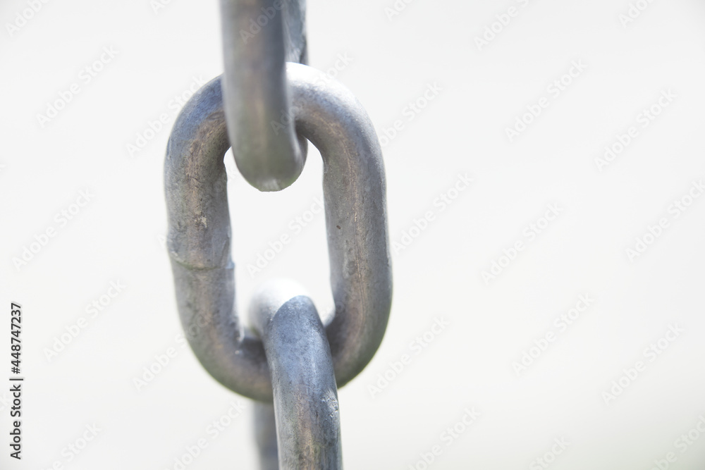 Iron chain macro part over white