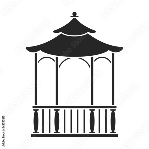 Wooden gazebo of pergola vector icon.Black vector icon isolated on white background wooden gazebo of pergola .