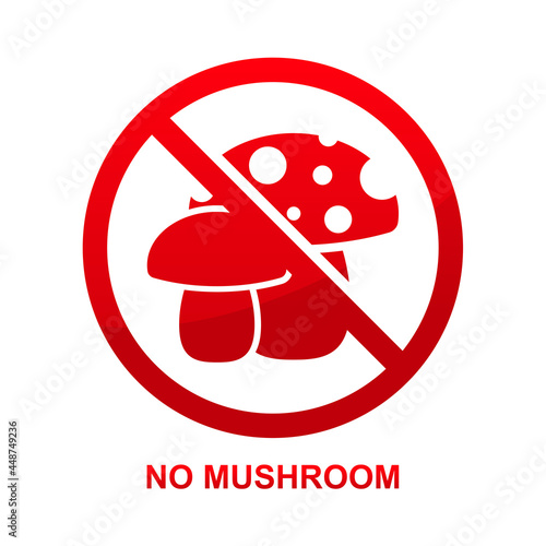 No mushroom sign isolated on white background vector illustration.
