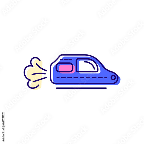 Cyberpunk flying auto color icon. Futuristic transport. High tech technology. Flat symbol