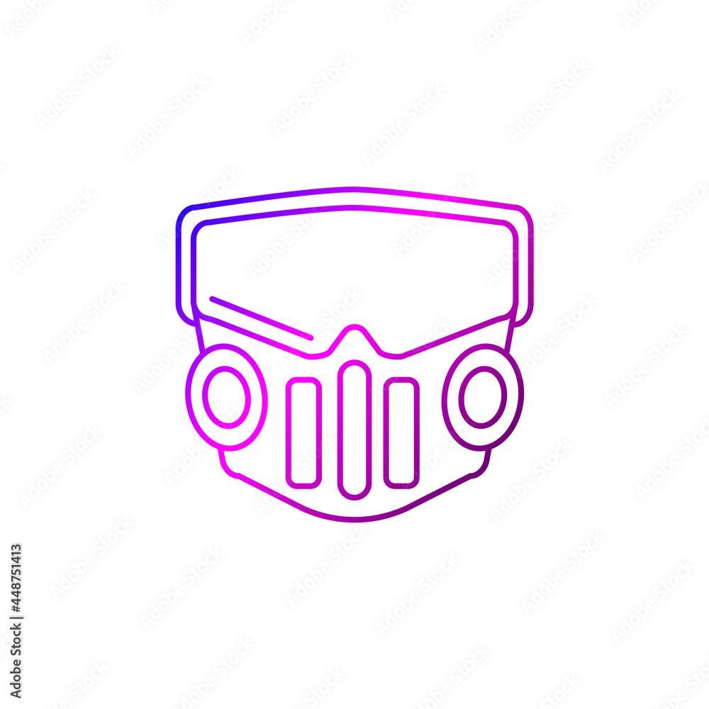 Cyberpunk face mask outline icon. Future with robot technology. Apocalypse idea Cyberpunk face mask outline icon. Future with robot technology. Apocalypse idea