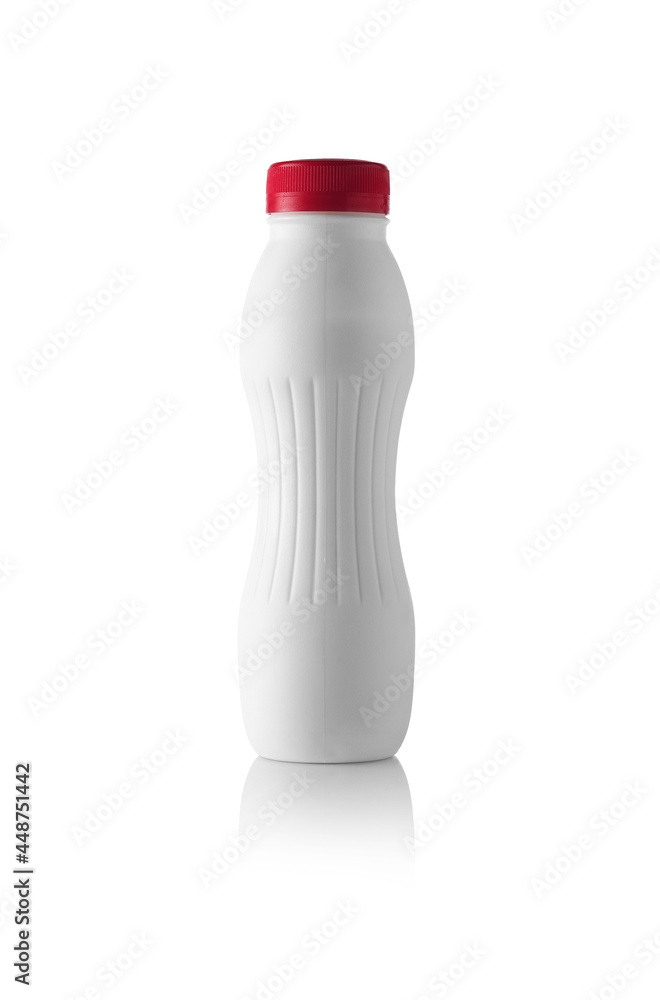 Plastic container for yogurt on white background Plastic container for yogurt on white background