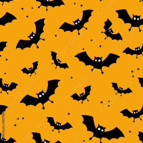 Cute hand drawn Halloween seamless pattern, spooky design, great for textiles, wrappers, cards, invitations, banners, wallpapers - vector design