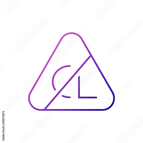 Stop chlorine bleaching material label outline icon. Fabric feature. Gradient symbol