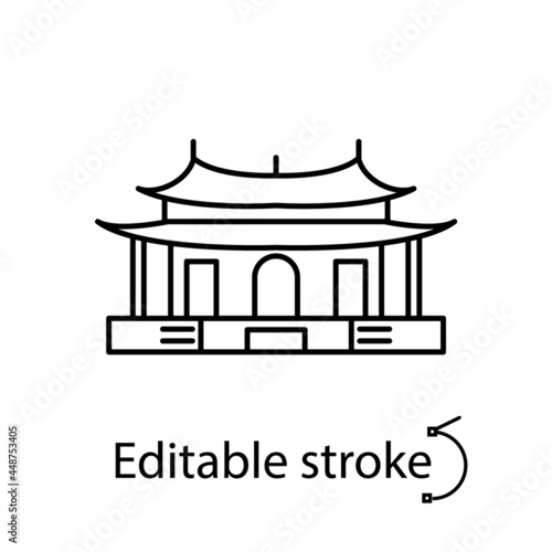 Taipei Confucius Temple in dalongdong Taipei outline icon. Taiwan. Editable stroke. Isolated vector stock illustration