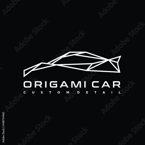 Flat modern abstract geometric lines origami car logo