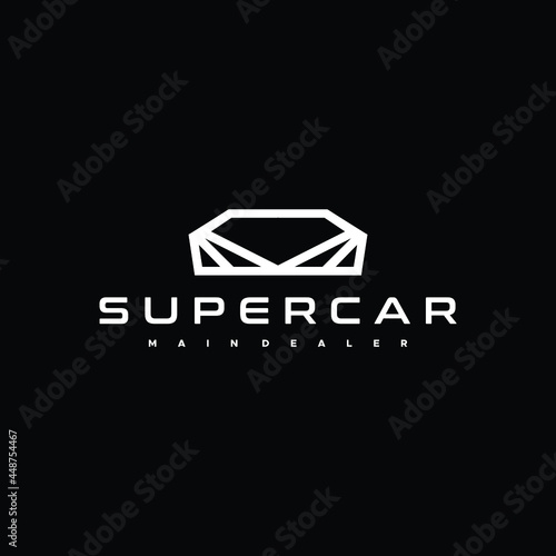 Flat simple modern geometric lines abstract Super Car Logo