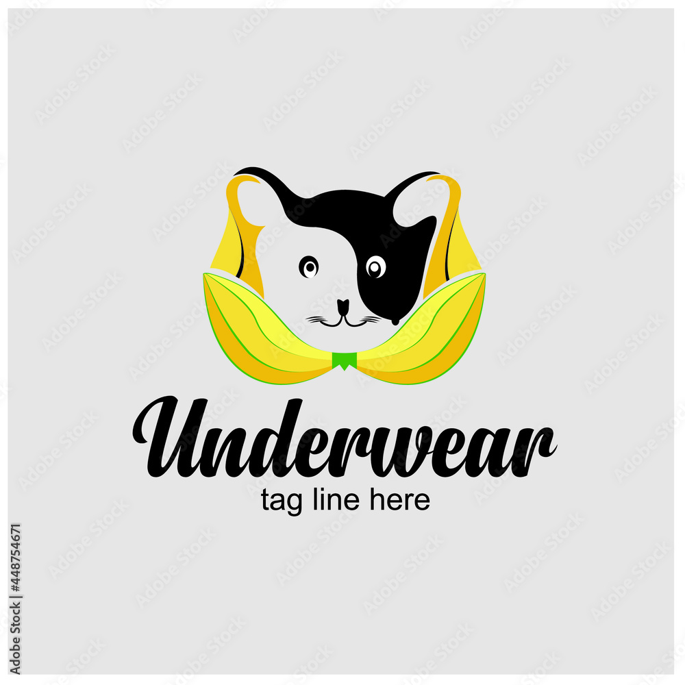 Obraz premium Cat bananas yellow bra fashion grill vector illustration logo design