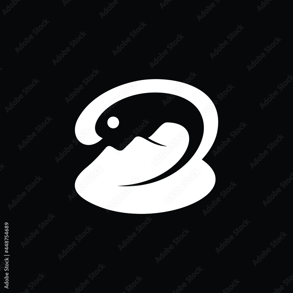 Obraz premium Flat modern smooth B leaf mountain fish logo