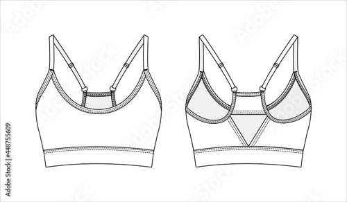 Fashion technical drawing of sports top