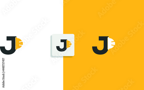 J   engineer hat , hog head hats initial letter  logo vector 