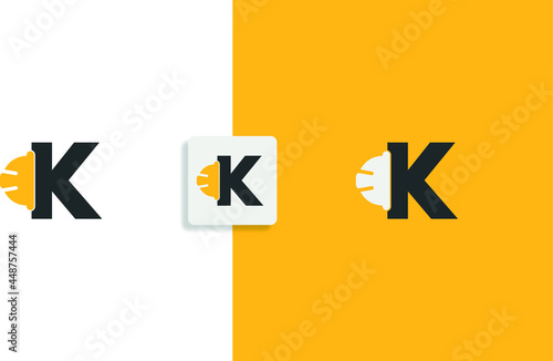  K  engineer hat , hog head hats initial letter  logo vector  photo