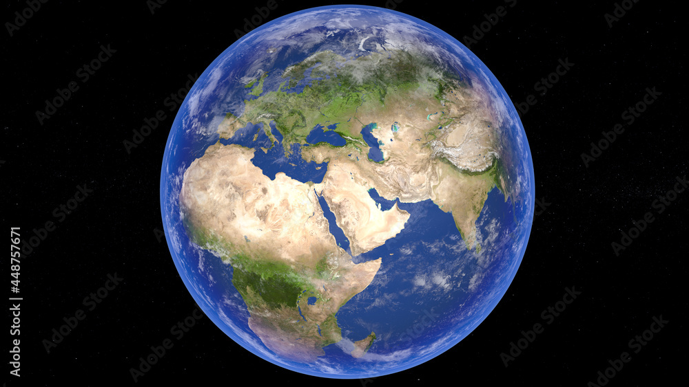 Realistic and detailed Earth and Stars, Europe, Africa and Asia Realistic and detailed Earth and Stars, Europe, Africa and Asia