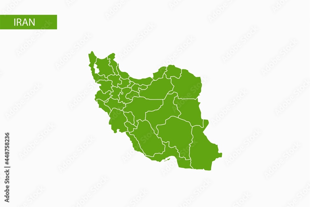 Iran green map detailed vector.