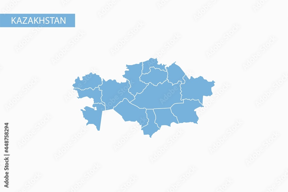 Kazakhstan blue map detailed vector.