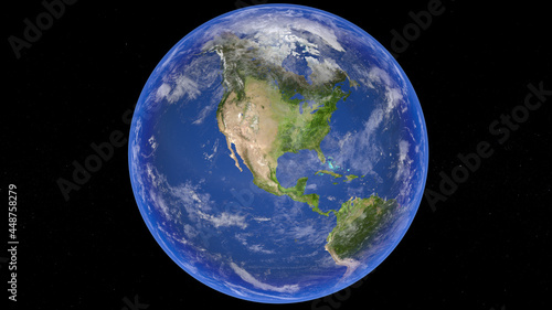 Realistic and detailed Earth and Stars  North America and Oceans