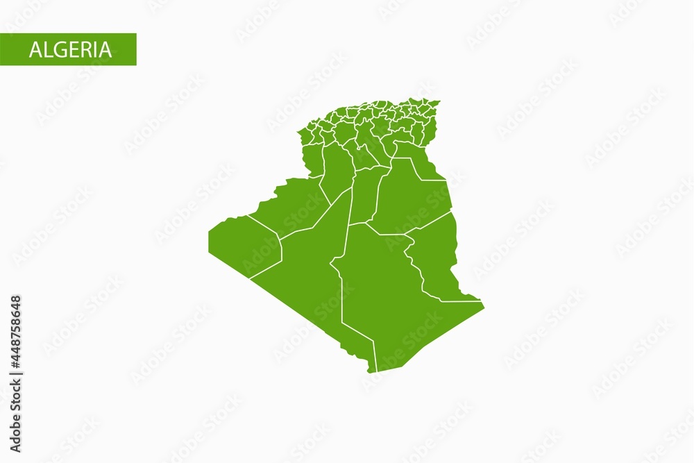 Algeria green map detailed vector.
