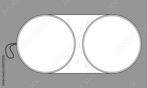 White Car Window Sunshade Visor Circle Shape Template on Gray Background, Vector File