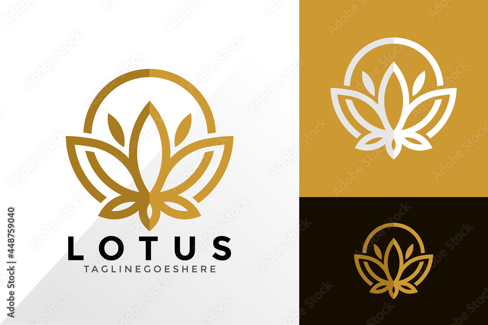 Luxury Lotus Flower Logo Vector Design. Abstract emblem, designs concept, logos, logotype element for template
