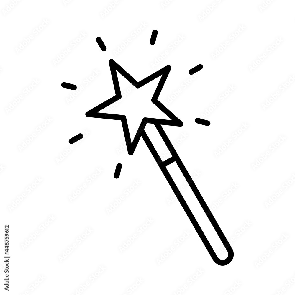 Magic Wand Vector Line Icon Design Magic Wand Vector Line Icon Design