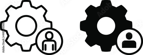 Person with cog icon, facilitation icon