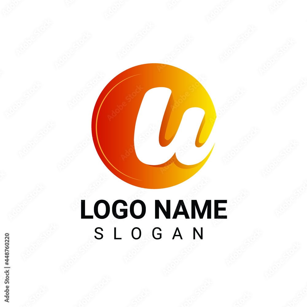 U logo design vector inside a circle monogram design