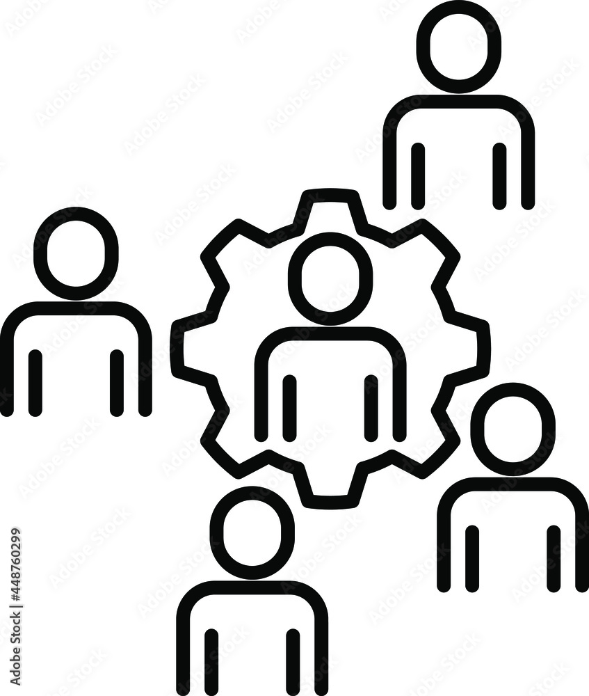 Person with cog icon, facilitation icon Person with cog icon, facilitation icon