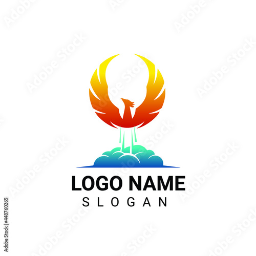 Phoenix logo design flying like a rocket vector