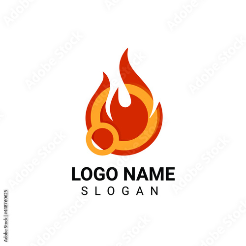 Fire logo design with oxygen symbols