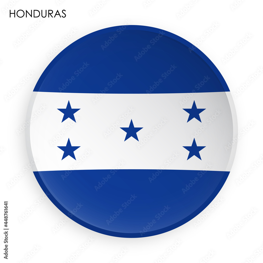 HONDURAS flag icon in modern neomorphism style. Button for mobile application or web. Vector on white background HONDURAS flag icon in modern neomorphism style. Button for mobile application or web. Vector on white background