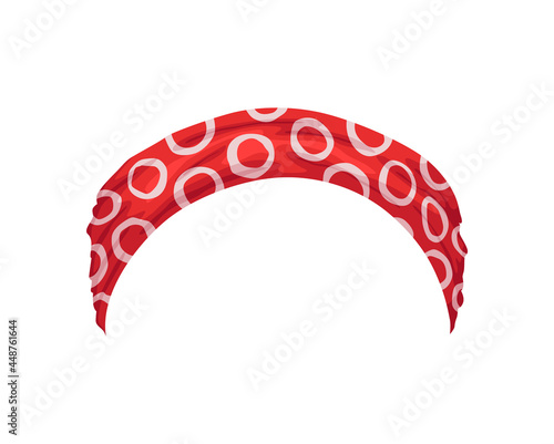 Retro headband for woman. Mockup of decorative hair dress with decoration. Red bandana windy hair dressing. Tied handkerchief for hairstyle. Vintage scarves