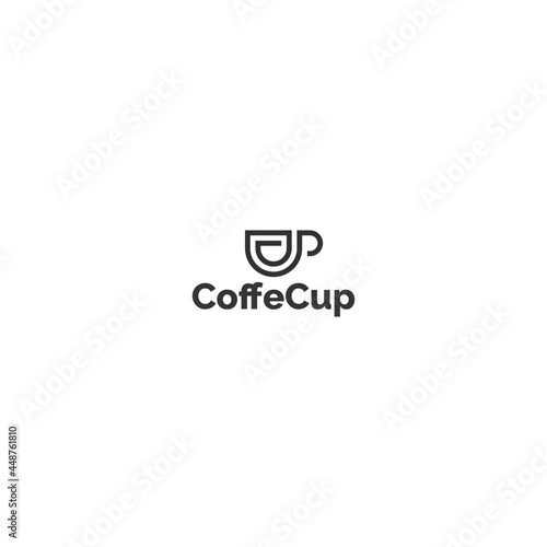 minimalist line art coffe cup logo design.