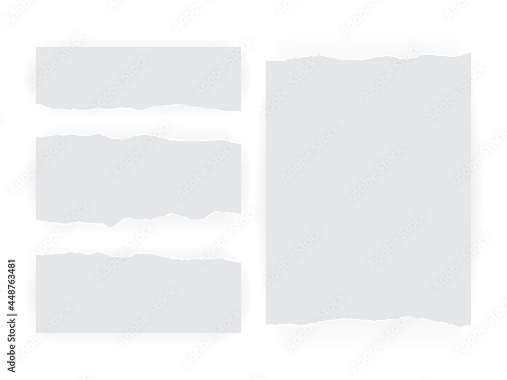 white torn paper isolated on white background mock up 