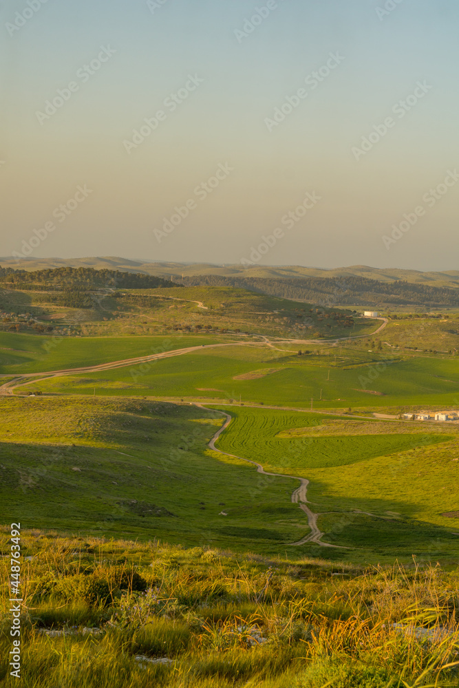 Sunset view of countryside and rural landscape. Gaat hill