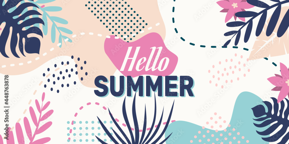 abstract background designs - hello summer, summer sale, social media promotional content. Vector illustration