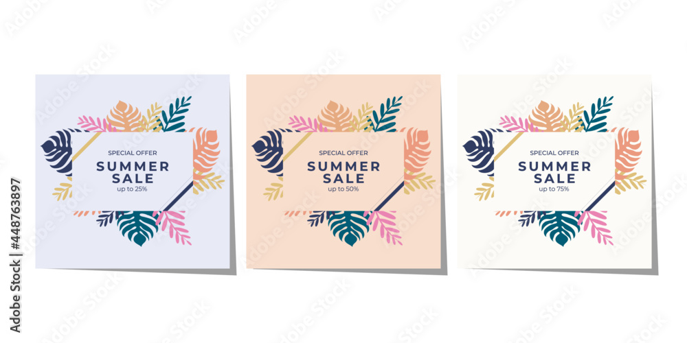 abstract background designs - hello summer, summer sale, social media promotional content. Vector illustration