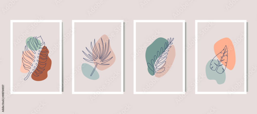 Collection of contemporary art posters in pastel colors. Abstract geometric elements vector.