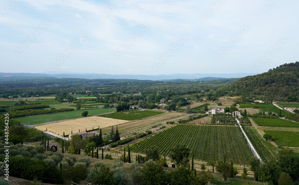 Provence countryside in summer, view from Menerbes 