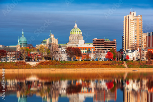 Harrisburg  Pennsylvania  USA skyline on the Susquehanna River.