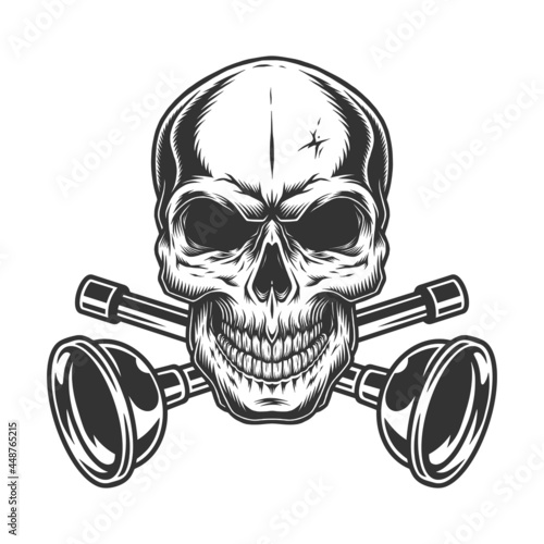 Crossed plungers and skull vintage template