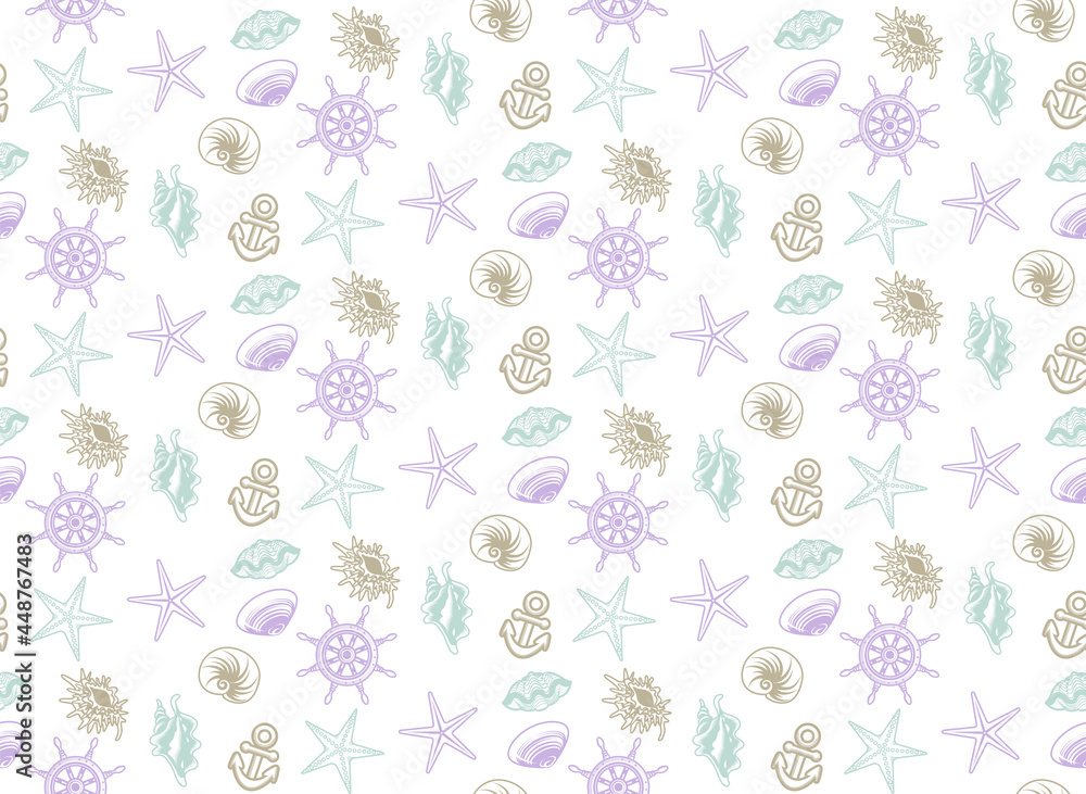 Seamless pattern about seashell and ship products Seamless pattern about seashell and ship products
