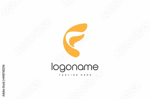 playful abstract letter F logo design, fun logo, fresh logo, yellow logo, modern logo
