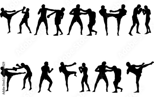 Muay Thai silhouette vector