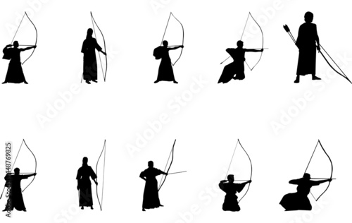 Kyudo Archery silhouette vector