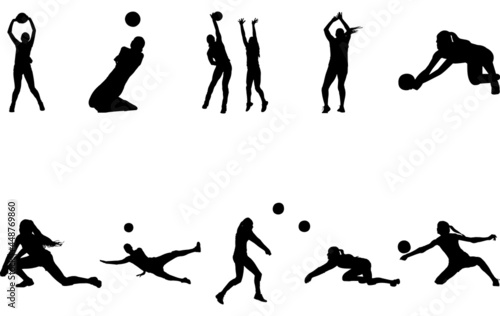 Woman Volleyball silhouette vector