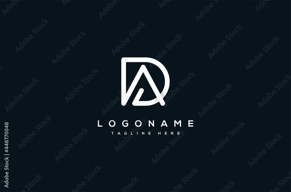 monoline dynamic letter DA AD logo design monoline dynamic letter DA AD logo design
