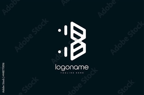 monoline dynamic letter b logo design