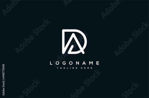 monoline dynamic letter DA AD logo design